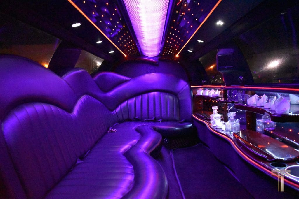 Stretch Limousine interior with mood lighting